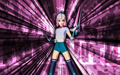 4k, l'infiltrata lexa, sfondo di raggi rosa, skin lexa dell'infiltratore, l'infiltrata lexa fortnite, arte astratta, skin lexa infiltratore di fortnite, personaggi di fortnite, fortnite, arte creativa