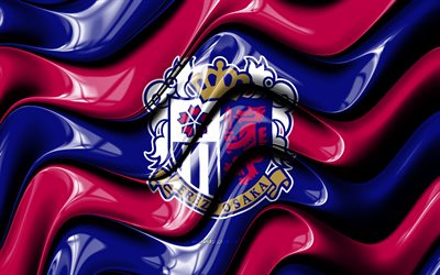 cerezo osaka 3d logotyp, 4k, blå lila 3d vågor, j1 ligan, fotboll, cerezo osaka flagga, kreativ, cerezo osaka logotyp, cerezo osaka fc, japansk fotbollsklubb, cerezo osaka