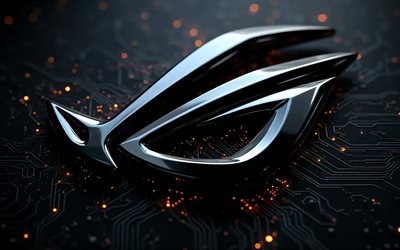 asus rog 무광택 금속 로고, 4k, 검은 테크노 배경, asus rog 무광택 금속 엠블럼, asus rog 매트 메탈 사인, 에이수스 rog 로고, 검정색 배경, 아수스 rog, 게이머 공화국, rog 로고, rog
