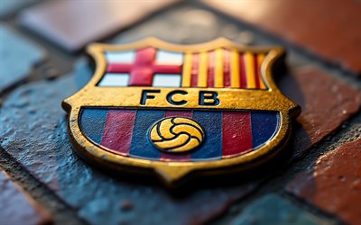 steinlogo des fc barcelona, 4k, barca, burgunderblauer pflastersteinhintergrund, katalonien, fc barcelona emblem, spanien, marmorkunst, fc barcelona, la liga, fc barcelona logo, fußball, barcelona logo, barcelona