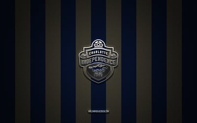 샬럿 인디펜던스 로고, 미국 축구 클럽, usl 리그 원, 골드 블루 탄소 배경, 샬럿 독립 엠블럼, 축구, 샬럿 인디펜던스, 미국