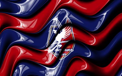 logotipo 3d de fagiano okayama, 4k, ondas 3d vermelhas azuis, liga j1, futebol, bandeira fagiano okayama, criativo, fagiano okayama logo, fagiano okayama fc, clube de futebol japonês, fagiano okayama
