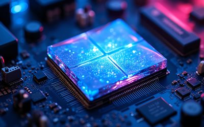 microsoft ネオン輝くロゴ, 4k, ネオンライト, マイクロソフトの 3d ロゴ, マイクロソフトのロゴ, windows 11 のネオンに輝くロゴ, windows 11 のサイン, windows 11のロゴ, windowsのロゴ, 窓