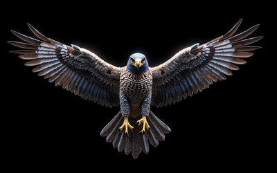 स्टेपी ईगल, 4k, क्रिस्टल कला, काली पृष्ठभूमि, कीमती पक्षी, फैले हुए पंखों वाला स्टेपी ईगल, यूएसए, ईगल, अंधेरे में स्टेपी ईगल, गरुड़, जवाहरात