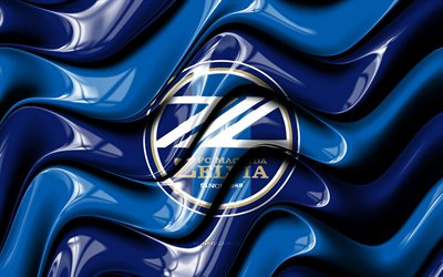 fc machida zelvia 3d logosu, 4k, mavi 3d dalgalar, j1 ligi, futbol, fc machida zelvia bayrağı, yaratıcı, fc machida zelvia logosu, fc machida zelvia, japon futbol kulübü, machida zelvia fc
