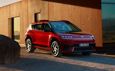 هيونداي اليكسيو, 4k, غروب, 2026 سيارة, السيارات الكهربائية, مواصفات الاتحاد الأفريقي, عمليات الانتقال, هيونداي اليكسيو حمراء, الخارج, هيونداي اليكسيو 2026, سيارات كوريا الجنوبية, هيونداي