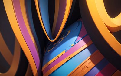 renkli 3 boyutlu eğriler, 4k, yaratıcı, 3 boyutlu şekiller, renkli arka plan, renkli soyutlama, renkli soyut dalgalar, soyut dalgalı arka plan, soyut eğriler, sanat eseri, soyut dalgalar, soyut arka planlar