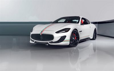 Maserati Gran Turismo, Gran Turismo beyaz, tuning Maserati, İtalyan Bayrağı, İtalya, Strasse Tekerlekler