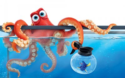 見dory, 2016, ディズニー, 3dアニメーション, 3d蛸, 3d魚