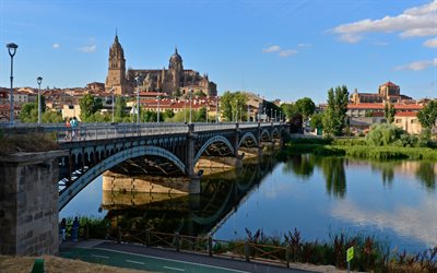 Salamanca, Spain, Roman bridge, river, Tormes