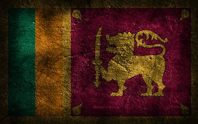 4k, Sri Lanka flag, stone texture, Flag of Sri Lanka, stone background, Day of Sri Lanka, grunge art, Sri Lanka national symbols, Sri Lanka
