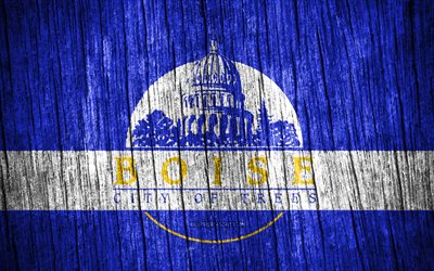 4k, flag of boise, amerikkalaiset kaupungit, day of boise, usa, puiset tekstuuriliput, boisen lippu, boise, idahon osavaltio, idahon kaupungit, yhdysvaltain kaupungit, boise idaho