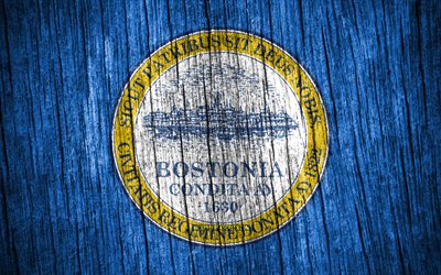 4k, boston bayrağı, amerikan şehirleri, boston günü, abd, ahşap doku bayrakları, boston, massachusetts eyaleti, massachusetts şehirleri, abd şehirleri, boston massachusetts