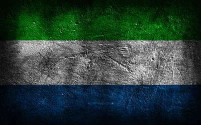 4k, Sierra Leone flag, stone texture, Flag of Sierra Leone, stone background, Day of Sierra Leone, grunge art, Sierra Leone national symbols, Sierra Leone, African countries
