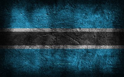 4k, Botswana flag, stone texture, Flag of Botswana, stone background, Day of Botswana, grunge art, Botswana national symbols, Botswana, African countries