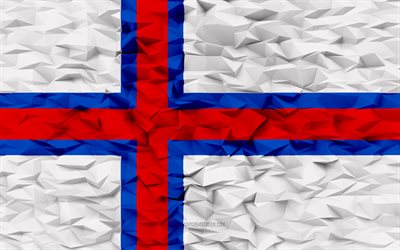 färöarnas flagga, 4k, 3d polygonbakgrund, 3d polygonstruktur, färöarnas dag, 3d färöarnas flagga, färöarnas nationella symboler, 3d konst, färöarna