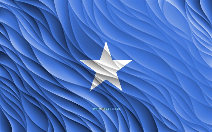 4k, drapeau somalien, ondulé 3d drapeaux, pays africains, drapeau de la somalie, le jour de la somalie, les vagues 3d, les symboles nationaux somaliens, le drapeau de la somalie, la somalie