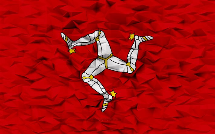 drapeau de l île de man, 4k, 3d polygone de fond, polygone 3d texture, jour de l île de man, 3d drapeau de l île de man, symboles nationaux de l île de man, art 3d, île de man