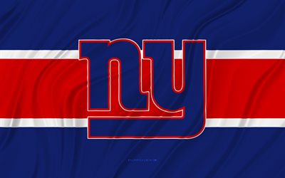 new york giants, 4k, bandiera ondulata rosso blu, nfl, football americano, bandiere in tessuto 3d, bandiera dei new york giants, squadra di football americano, logo dei new york giants, ny giants