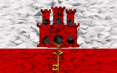 gibraltarin lippu, 4k, 3d polygoni tausta, 3d polygonitekstuuri, gibraltarin päivä, 3d gibraltarin lippu, gibraltarin kansalliset symbolit, 3d taide, gibraltar, euroopan maat