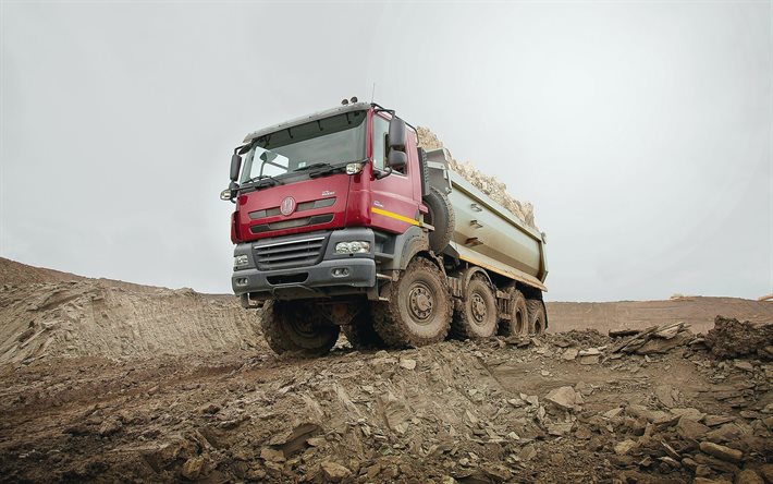 tatra phoenix, 8x8, dump truck, vue de face, extérieur, gros camions, transport de pierre, livraison de pierre, extraction de pierre, camion de carrière, tatra