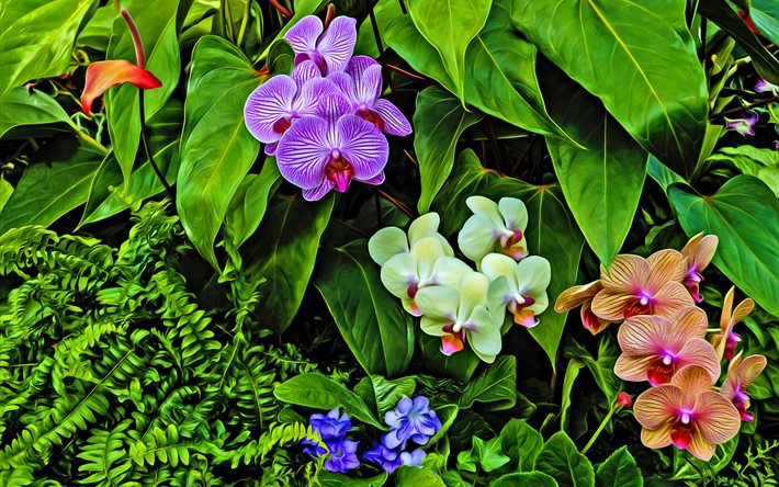 캘리포니아, 샌프란시스코, orchid, 난초, 색상, 미국