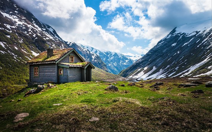 पहाड़ों, घर, नॉर्वे, शीर्ष