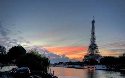 mattina, passeggiata, parigi, francia, eiffel, torre, torre eiffel