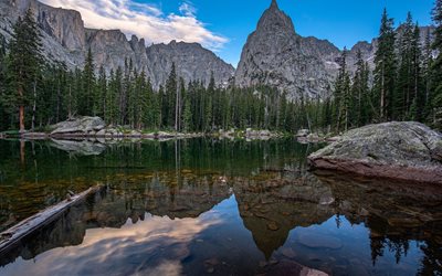 mirror lake, mountains, trees, landscape