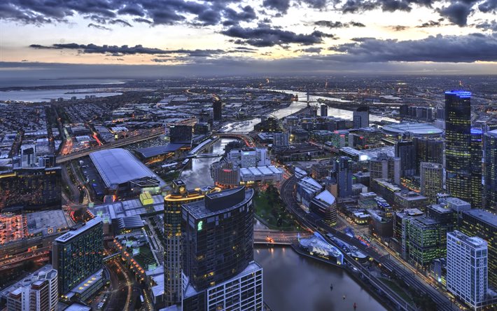 panorama, the city, from the height, australia, cliburn, melbourne, morning