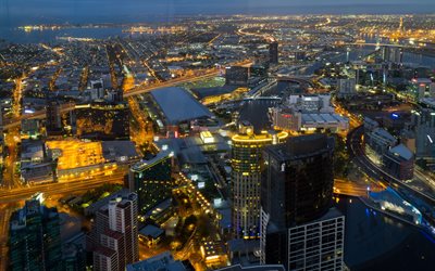 gece, Avustralya, melbourne, şehir, panorama