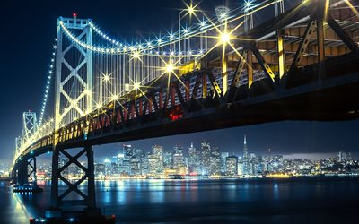 le pont de la ville, nuit, lumières, san francisco, ca, états-unis, à san francisco, en californie