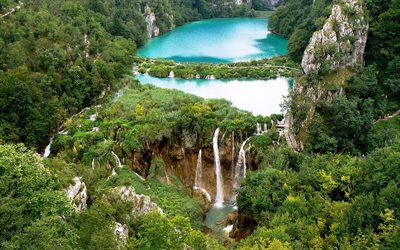 plitvicesjöar, kroatien, nationalpark, vatten, vattenfall
