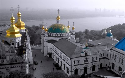 o templo, cúpula, kiev-pechersk lavra, ucrânia