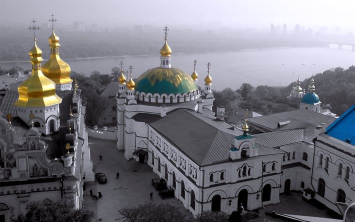 the temple, dome, kiev-pechersk lavra, ukraine