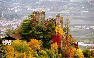İtalya, sonbahar, castle, kale, brunnenburg, brandenburg