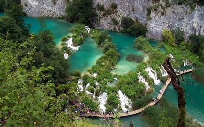 croazia, il parco nazionale dei laghi di plitvice, laghi di plitvice, parco nazionale, vista dall'alto