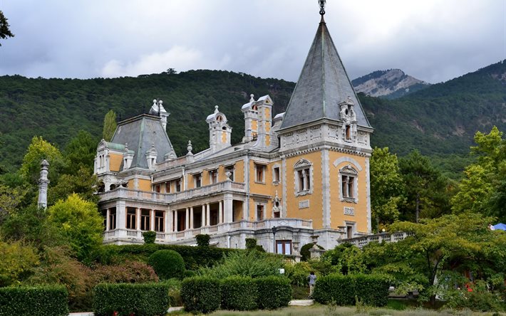crimea, yalta, massandra palace, mountains, forest