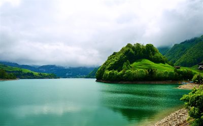 suiza, esmeraldas, lago de montaña