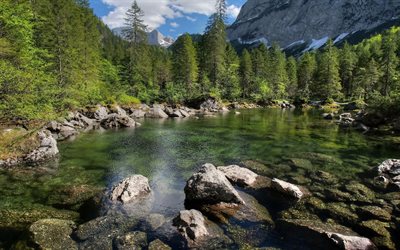 hoher dachstein, mountains, the pond, dachstein, in austria, nature