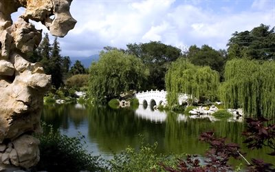 san marino, botanical garden, the bridge, the pond, california