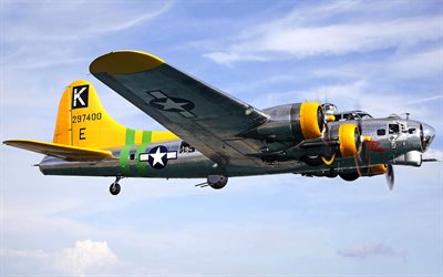 el cielo, vuelo, el avión bombardero boeing b-17, fortalezas volantes, boeing b-17, flying fortress