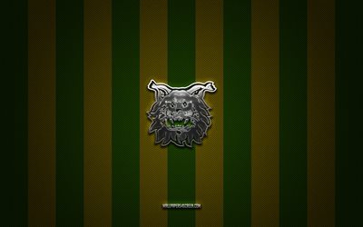 tampereen ilves logosu, fin futbol takımı, veikkausliiga, sarı yeşil karbon arka plan, tampereen ilves amblemi, futbol, tampereen ilves, finlandiya, fc ilves