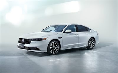 Honda Accord eHEV, 4k, studio, 2025 cars, luxury cars, White Honda Accord, 2025 Honda Accord, japanese cars, Honda