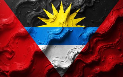 bandera antigua y barbuda, 4k, textura de onda de piedra, bandera de antigua y barbuda, bandera 3d antigua y barbuda, américa del norte, banderas de los países de américa del norte, antigua y barbuda