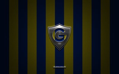 IF Gnistan logo, Finnish football team, Veikkausliiga, blue yellow carbon background, IF Gnistan emblem, football, IF Gnistan, Finland, FC Gnistan