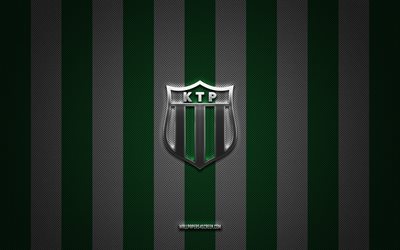 kotkan tyovaen palloilijat logosu, fin futbol takımı, veikkausliiga, yeşil beyaz karbon arka plan, kotkan tyovaen palloilijat amblemi, futbol, kotkan tyovaen palloilijat, finlandiya, ktp fc