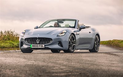 maserati grancabrio folgore, 4k, camino, 2025 autos, m189, cabrioletas, reino unido spec, 2025 maserati grancabrio, autos italianos, maserati