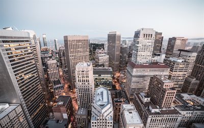 chicago, akşam, gün batımı, gökdelenler, chicago cityscape, hava manzarası, amerika, illinois, amerika birleşik devletleri