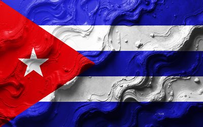 bandera de cuba, 4k, textura de onda de piedra, bandera 3d cuba, américa del norte, banderas de los países de américa del norte, cuba